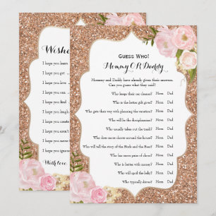Double Side - Baby Shower Games Wishes   Guess Who Invitation