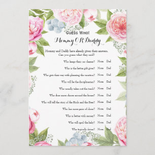 Double Side - Baby Shower Games Wishes   Guess Who Invitation