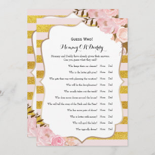 Double Side - Baby Shower Games Wishes   Guess Who Invitation