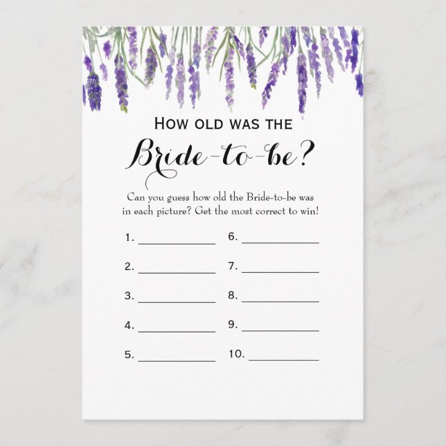 Double Side - Bridal Shower Games How Old | Advice Card (Front)