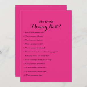 Double Side Hot Pink Baby Shower Games Invitation