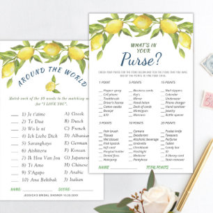 DOUBLE SIDE Lemon & Greenery Bridal Shower Game