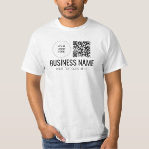 Double Side Print QR Code Logo Member Mens Work T-Shirt