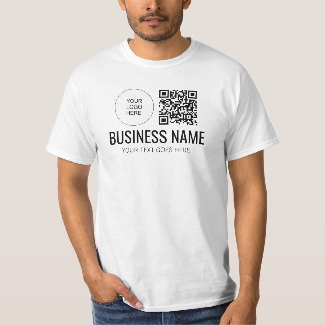 Double Side Print QR Code Logo Member Mens Work T-Shirt (Front)