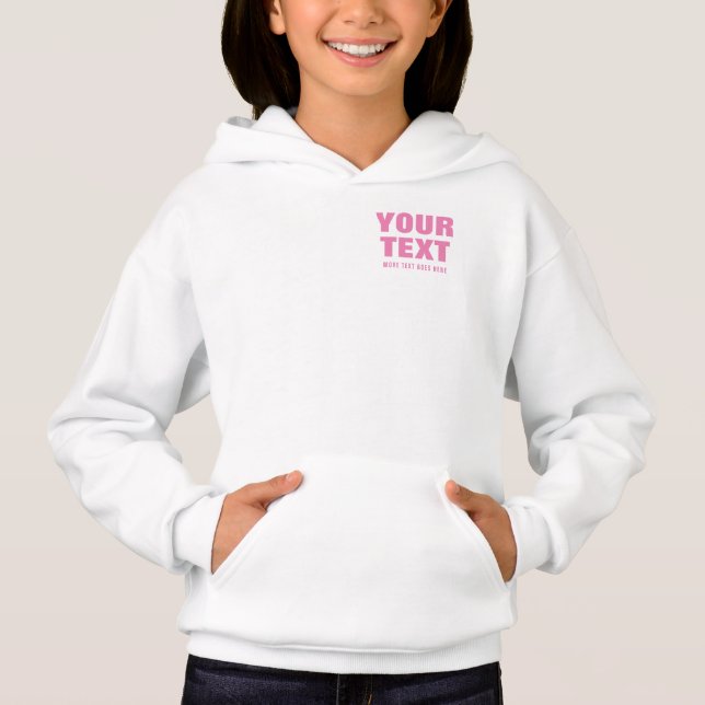 Double Side Printed Big Font Text Kids Girls White (Front)