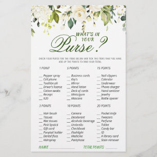 DOUBLE SIDE White Roses Floral Bridal Shower Game
