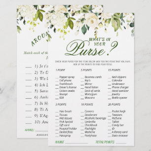 DOUBLE SIDE White Roses Floral Bridal Shower Game