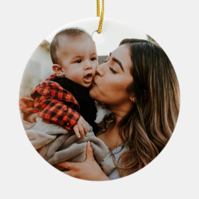 Double Sided 2 Photo Custom Ceramic Tree Decoration (Front)