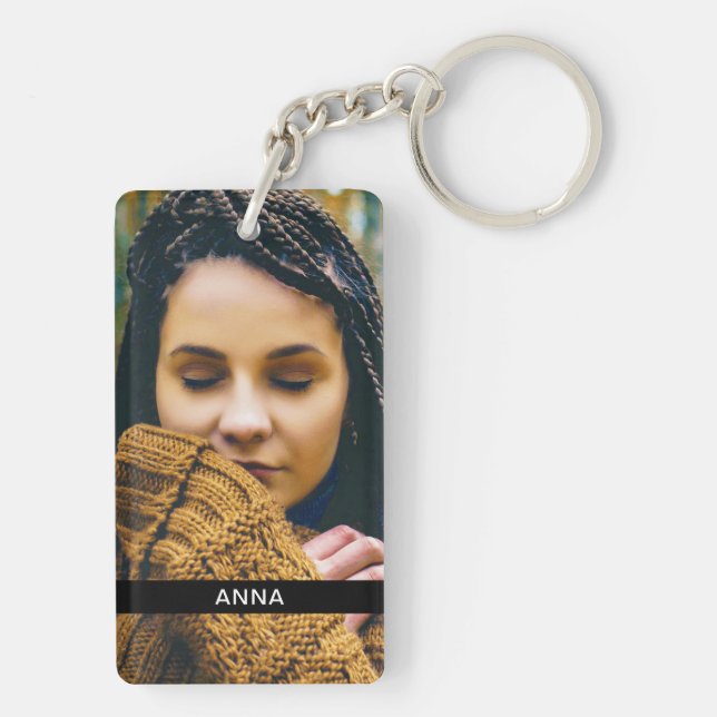 Double Sided 2 Photo & Name Acrylic Keychain (Back)