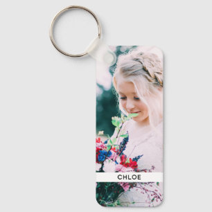 Double Sided 2 Photo & Name Metal Keychain