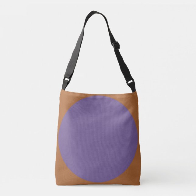 Double sided abstract art print purple on brown crossbody bag (Back)