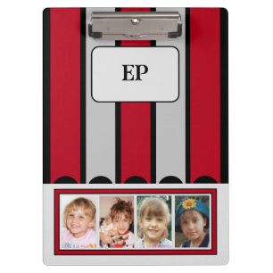 Double sided add initials 8 photos red grey clipboard