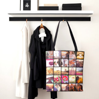 double-sided all-over print photo collage tote bag