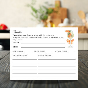 Double Sided Aperol Spritz Bridal Recipe Card