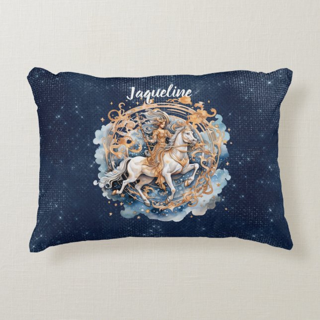 Double-sided artsy Saggitarius sign custom name Decorative Cushion (Front)