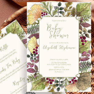 Double Sided Autumn Leaves Baby Shower Invitation