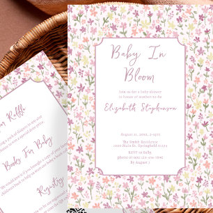 Double Sided Baby In Bloom Baby Shower Invitation
