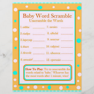 Double Sided Baby Shower Games Flyer