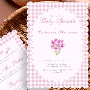 Double Sided Baby Sprinkle Invitation Pink Flowers