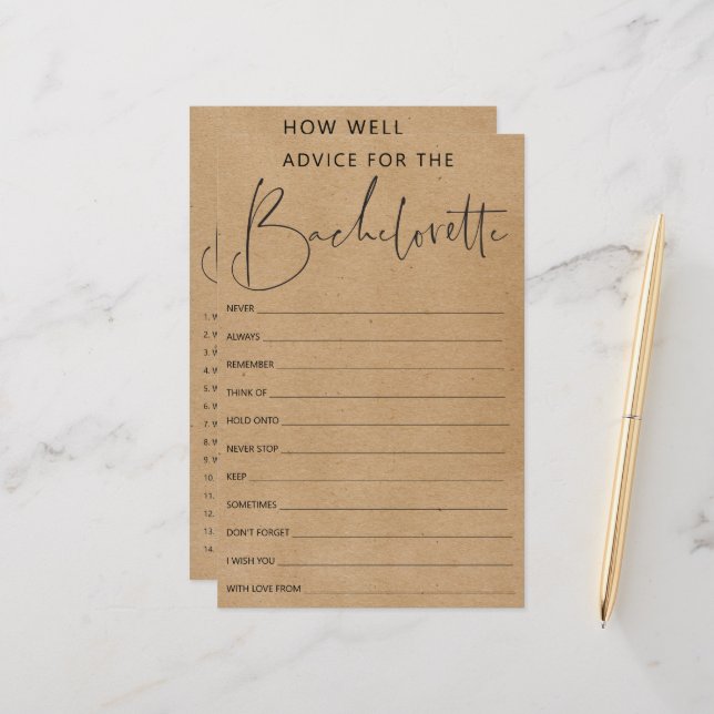 Double Sided Bachelorette Party Game (Front/Back In Situ)