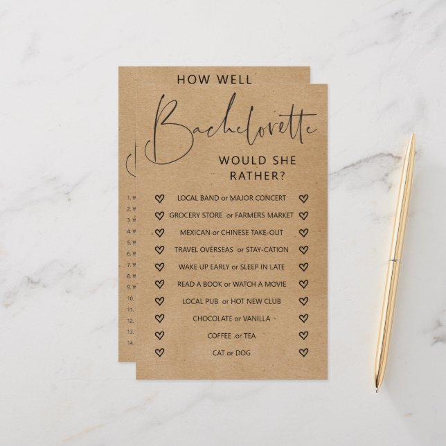 Double Sided Bachelorette Party Game (Front/Back In Situ)