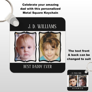 Double sided best daddy add name 4 photo black key ring