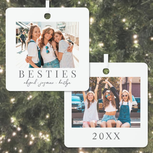 Double Sided Best Friend Photo Christmas Metal Tree Decoration (Double Sided Best Friend Photo Christmas Metal Ornament)