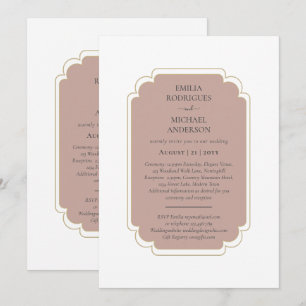 Double Sided BILINGUAL Wedding Dusty Rose Invitation