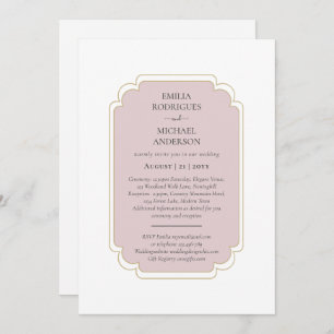 Double Sided BILINGUAL Wedding Rose Pink Invitation