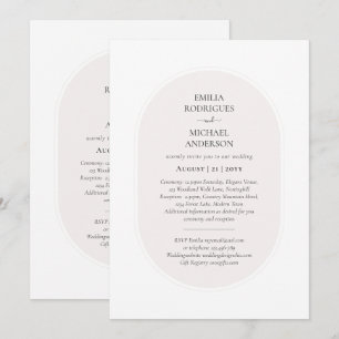 Double Sided BILINGUAL Wedding White Beige Invitation