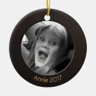 Double Sided Black 2 x Custom Photo and Text Ceramic Tree Decoration