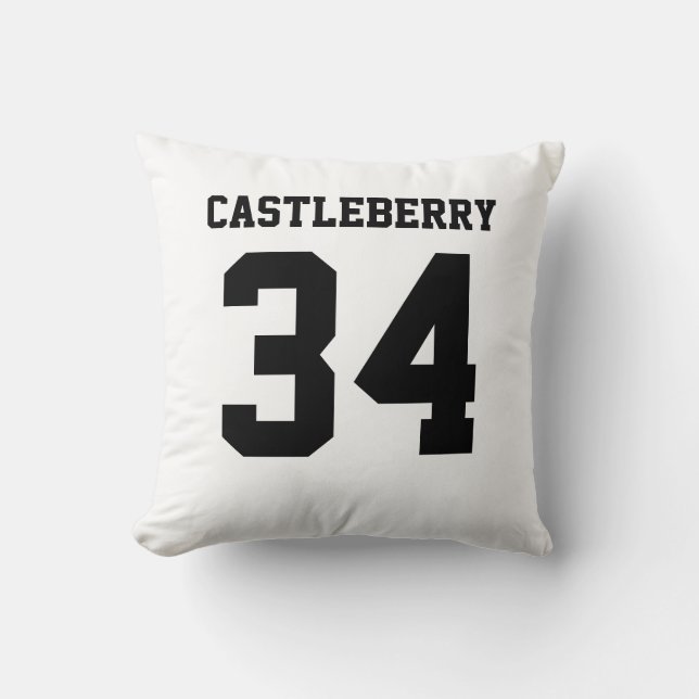 Double-Sided Black and White Sports Jersey Cushion (Front)