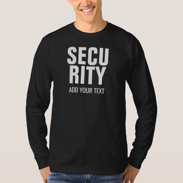 Double Sided Black White Long Sleeve Mens Security T-Shirt (Front)