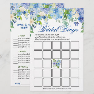 DOUBLE SIDED Blue Hydrangea Bridal Shower Game