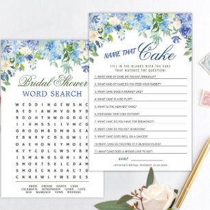 DOUBLE SIDED Blue Hydrangea Bridal Shower Game