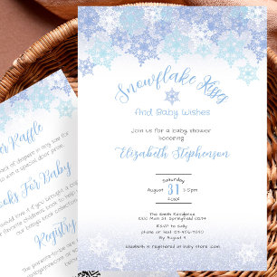 Double Sided Blue Snowflake Baby Shower Invitation