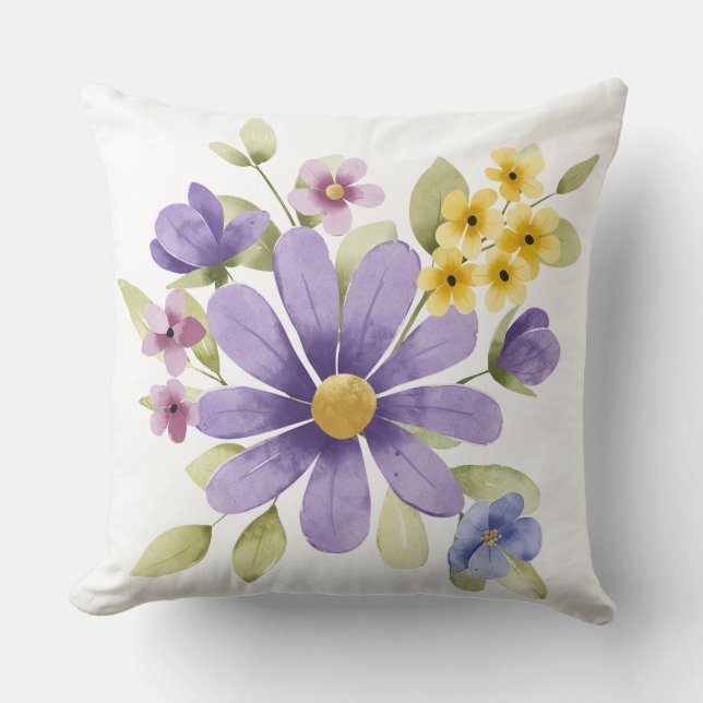 Double-Sided Botanical Spring Flower Decor Cushion (Front)