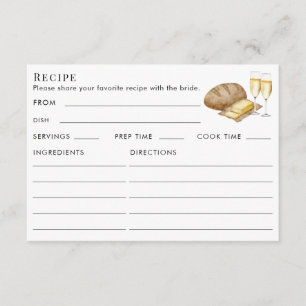Double Sided Bread & Butter Bridal Shower Recipe  Enclosure Card