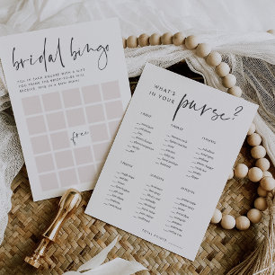 Double Sided Bridal Shower Bingo & Purse Game Card
