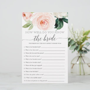 Double Sided Bridal Shower Game Blushing Blooms