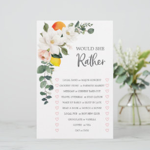 Double Sided Bridal Shower Game Magnolia Cirtrus