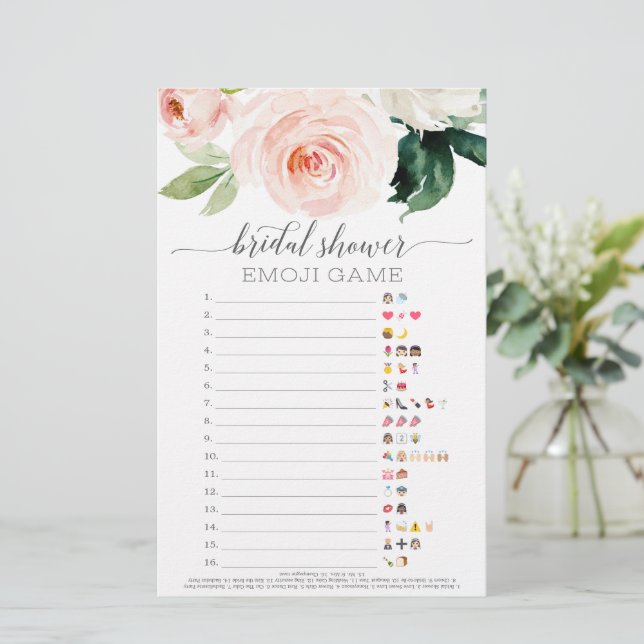 Double Sided Bridal Shower Games Blushing Blooms (Standing Front)
