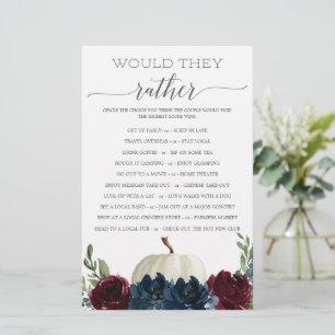 Double Sided Bridal Shower Games Burgundy Navy