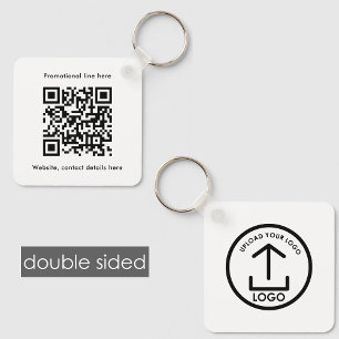 Double Sided Business Logo Text Promo QR Code Key Ring