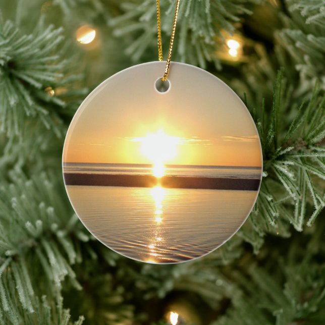 Double Sided Cape Cod Sunset Photography Christmas Ceramic Tree Decoration (Tree)