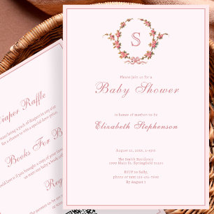 Double-Sided Classic Vintage Pink Baby Shower Invitation