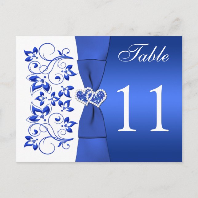 Double-sided Cobalt Blue and White Table Number Postcard (Front)