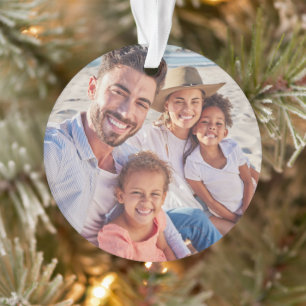 Double Sided Custom Family Two Photo Christmas Ornament