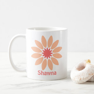 Double-Sided Custom Text and Stylised Peach Daisy Coffee Mug
