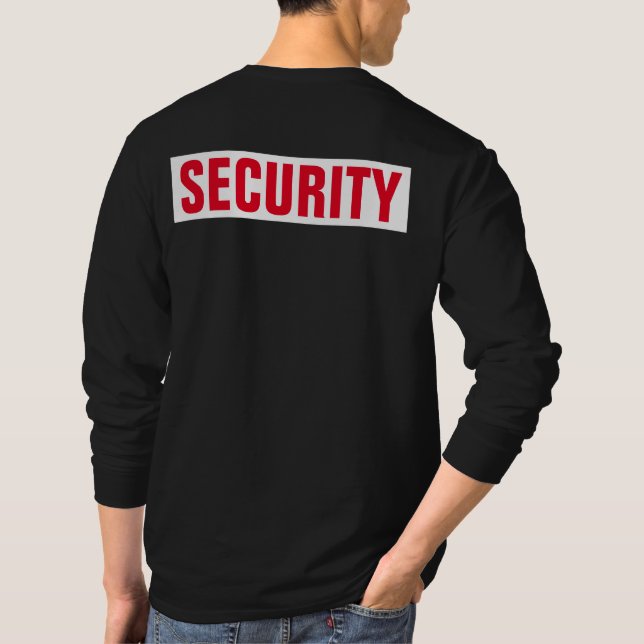 Double Sided Customisable Text Mens Security Black T-Shirt (Back)